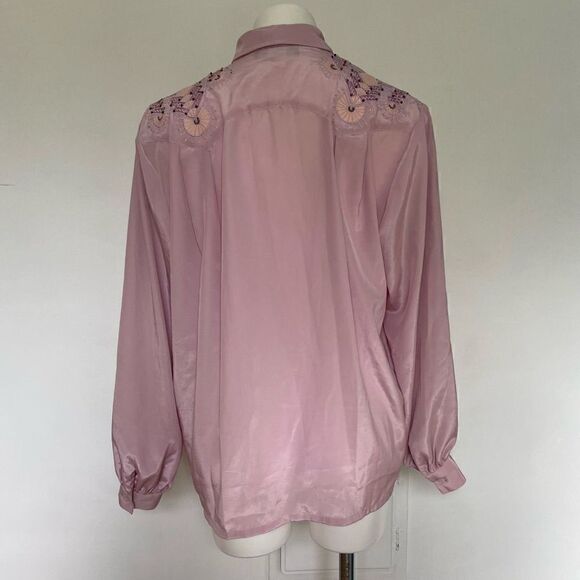 Richard Martin 80s Beaded Embroidered Shoulder Neck Tie Button Down - Picture 7 of 11